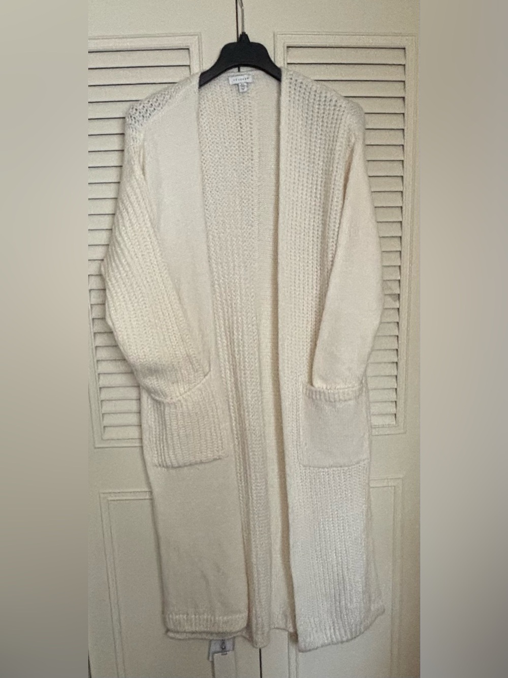 Topshop Women’s Cozy Open-Front Long Knit Cardigan Sweater - Cream Small